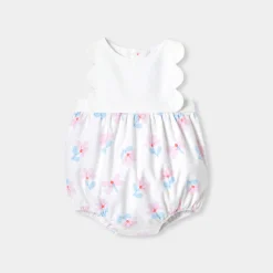 Barboteuse bébé fille en piqué de coton - blanc/multicolore
