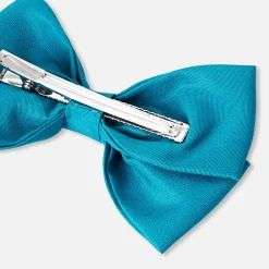 Barrette enfant fille nœud en taffetas - bleu turquoise