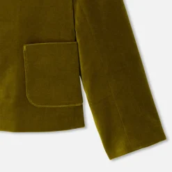 Blazer enfant fille en velours lisse - vert olive