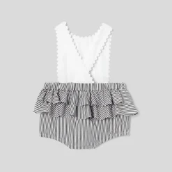 Bloomer bébé fille en popeline - gris/blanc