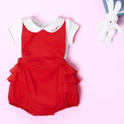 Bloomer bébé fille en popeline - rouge brique