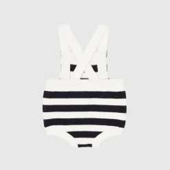 Bloomer bébé garçon en tricot - blanc casse/marine