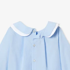 Blouse bébé fille en fil à fil de coton - bleu/blanc