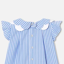 Blouse bébé fille en popeline - blanc/bleu