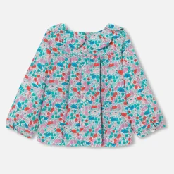 Blouse bébé fille en Tissu Liberty - blanc/multicolore