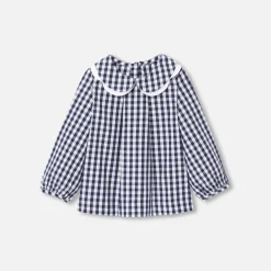 Blouse bébé fille en vichy - bleu/blanc