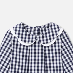 Blouse bébé fille en vichy - bleu/blanc