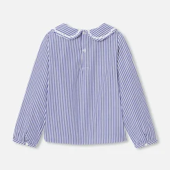 Blouse en popeline enfant fille - blanc/bleu
