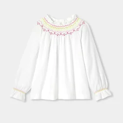 Blouse enfant fille en flanelle - blanc jacadi