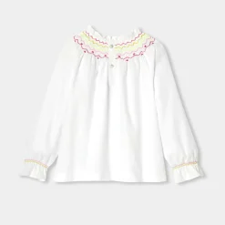 Blouse enfant fille en flanelle - blanc jacadi
