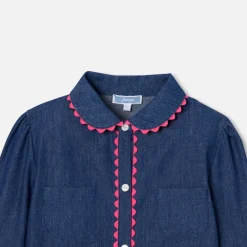 Blouse enfant fille en jean - bleu denim