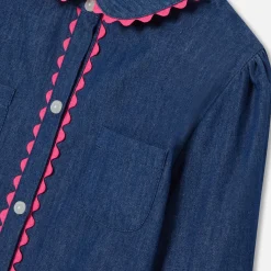 Blouse enfant fille en jean - bleu denim