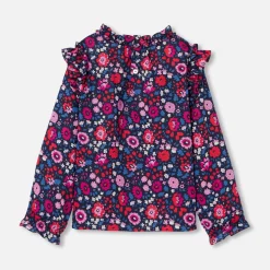 Blouse enfant fille en tissu Liberty - marine/multicolore
