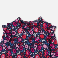 Blouse enfant fille en tissu Liberty - marine/multicolore