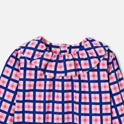 Blouse enfant fille en vichy - blanc/multicolore