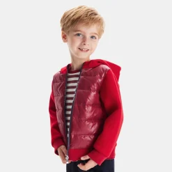 Blouson bi-matière enfant garçon - rouge/bordeaux