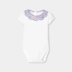 Body bébé fille à col en tissu Liberty - blanc jacadi