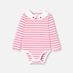 Body bébé fille manches longues - blanc/rose