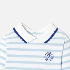 Body bébé garçon manches longues - ciel/blanc