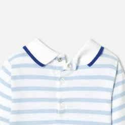 Body bébé garçon manches longues - ciel/blanc