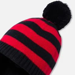 Bonnet bébé à rayures - marine/rouge