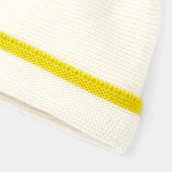 Bonnet bébé fille doublé en micropolaire - blanc/jaune