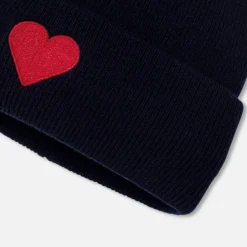 Bonnet enfant fille - marine/rouge