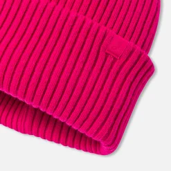 Bonnet enfant fille doublé en micropolaire - rose grenadine