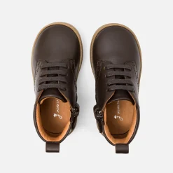 Bottillons bébé garçon en cuir - marron