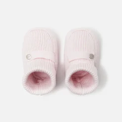 Bottons bébé fille en tricot - rose pale jacadi