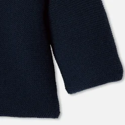 Burnous bébé en laine Mérinos - marine clair