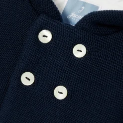 Burnous bébé en laine Mérinos - marine clair