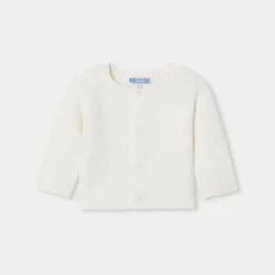 Cardigan bébé en laine et coton - blanc doux jacadi