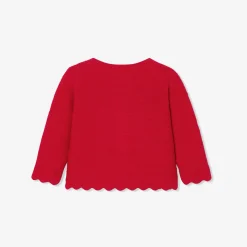 Cardigan bébé fille en point mousse - rouge tomate