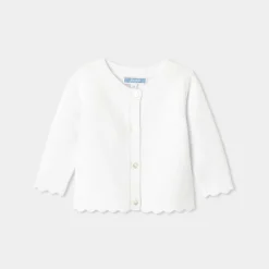 Cardigan bébé fille en point mousse - blanc jacadi