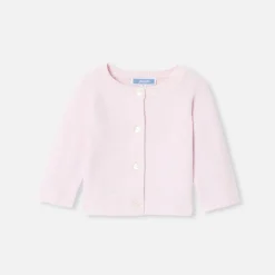 Cardigan bébé fille laine et coton - rose pale jacadi