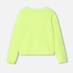 Cardigan court enfant fille - jaune fluo