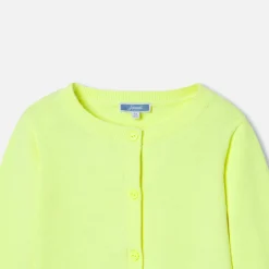Cardigan court enfant fille - jaune fluo
