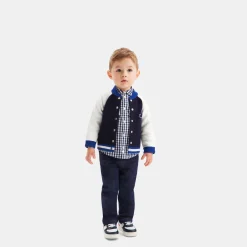Cardigan Teddy bébé garçon - marine/blanc