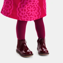Chelsea boots bébé fille en cuir verni - bordeaux