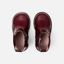 Chelsea boots bébé fille en cuir verni - bordeaux