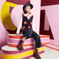 Chelsea boots enfant fille en cuir lisse - bordeaux