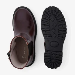 Chelsea boots enfant fille en cuir lisse - bordeaux
