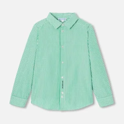 Chemise enfant en popeline rayée - blanc/vert