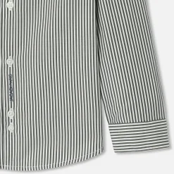 Chemise enfant garçon en popeline rayée - blanc/gris