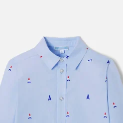 Chemise enfant garçon motifs parisiens - bleu clair jacadi