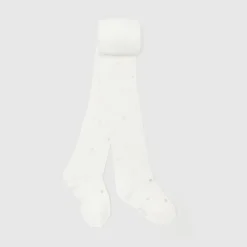 Collants à pois en Lurex enfant fille - blanc doux jacadi