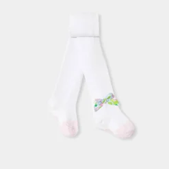 Collants bébé fille nœud tissu Liberty - blanc/multicolore