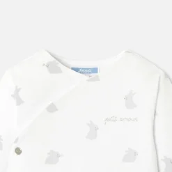 Combinaison bébé en jersey ouatiné - blanc/gris