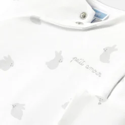 Combinaison bébé en jersey ouatiné - blanc/gris